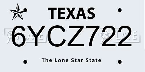6YCZ722 Texas License Plate