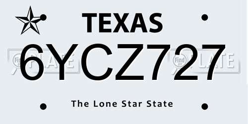 6YCZ727 Texas License Plate