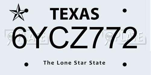 6YCZ772 Texas License Plate