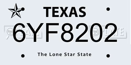 6YF8202 Texas License Plate