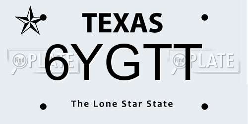 6YGTT Texas License Plate