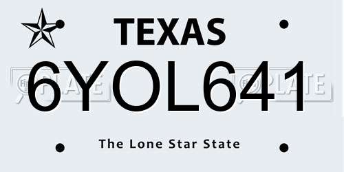 6YOL641 Texas License Plate