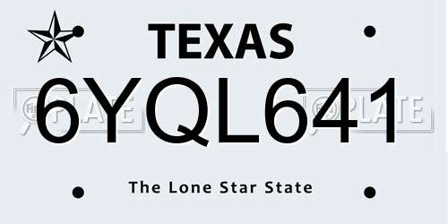 6YQL641 Texas License Plate