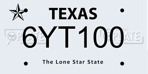 6YT100 Texas License Plate