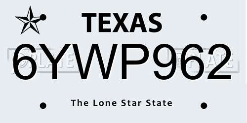 6YWP962 Texas License Plate