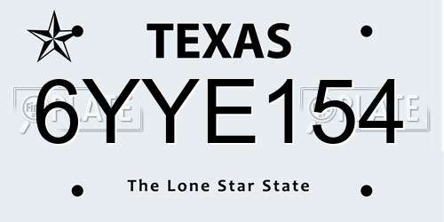 6YYE154 Texas License Plate