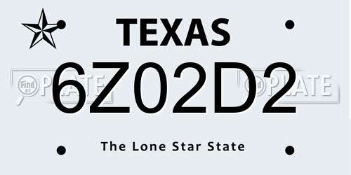 6Z02D2 Texas License Plate