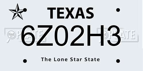 6Z02H3 Texas License Plate