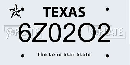 6Z02O2 Texas License Plate