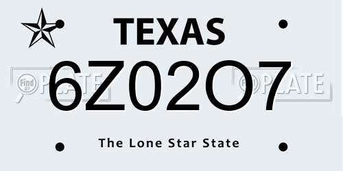 6Z02O7 Texas License Plate