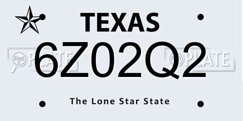 6Z02Q2 Texas License Plate