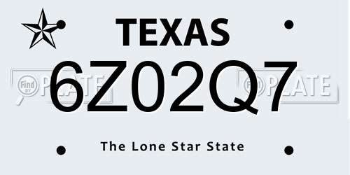 6Z02Q7 Texas License Plate