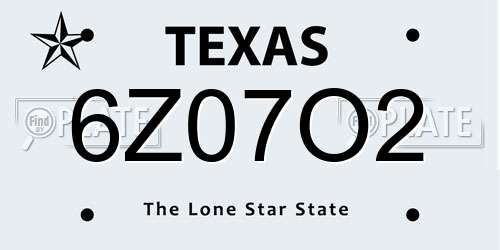 6Z07O2 Texas License Plate