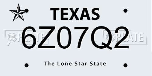 6Z07Q2 Texas License Plate