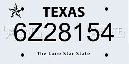 6Z28154 Texas License Plate