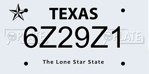 6Z29Z1 Texas License Plate