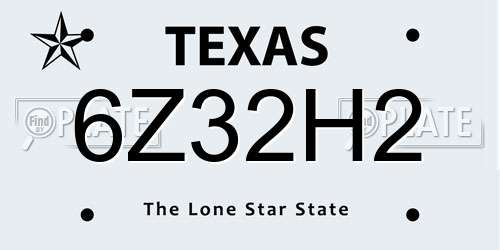 6Z32H2 Texas License Plate