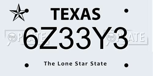 6Z33Y3 Texas License Plate