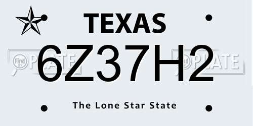 6Z37H2 Texas License Plate