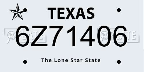 6Z71406 Texas License Plate
