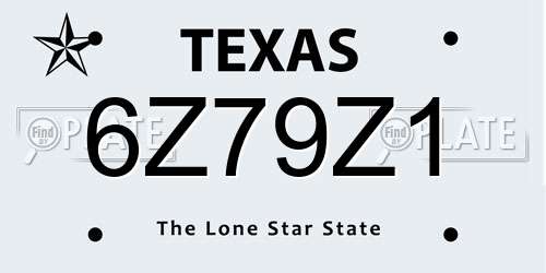 6Z79Z1 Texas License Plate
