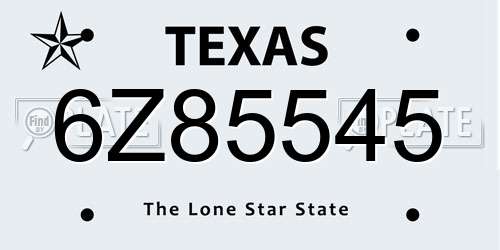 6Z85545 Texas License Plate