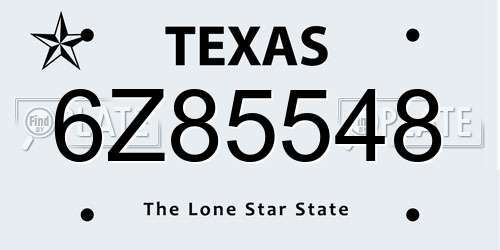 6Z85548 Texas License Plate