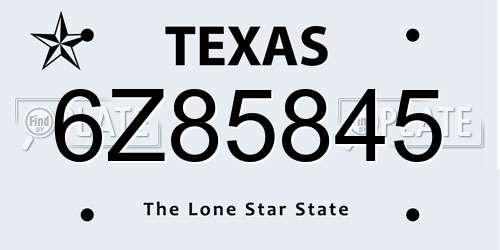 6Z85845 Texas License Plate