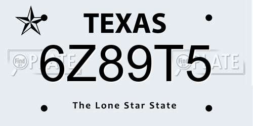 6Z89T5 Texas License Plate