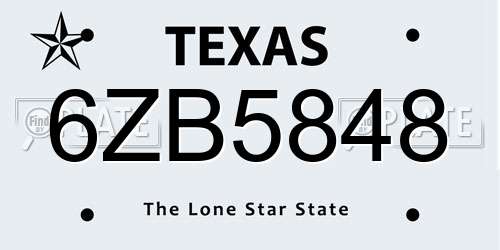 6ZB5848 Texas License Plate