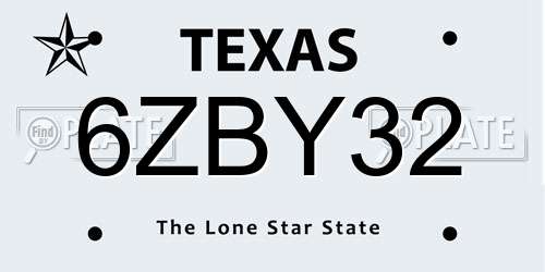 6ZBY32 Texas License Plate