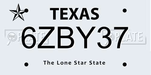 6ZBY37 Texas License Plate