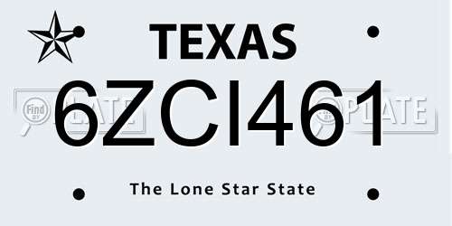6ZCI461 Texas License Plate