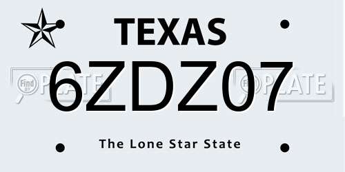 6ZDZ07 Texas License Plate