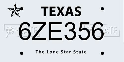 6ZE356 Texas License Plate