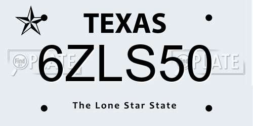 6ZLS50 Texas License Plate