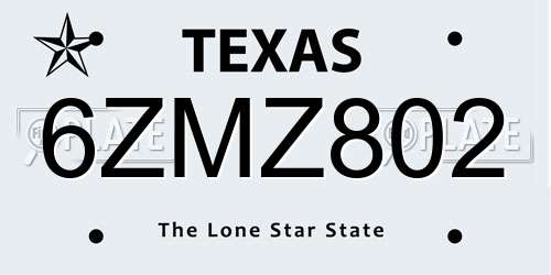 6ZMZ802 Texas License Plate