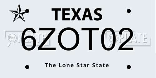 6ZOT02 Texas License Plate