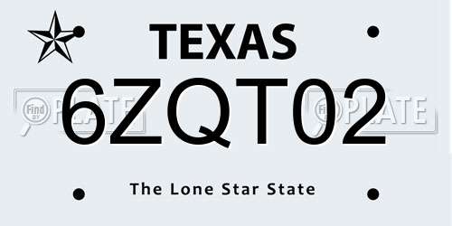 6ZQT02 Texas License Plate