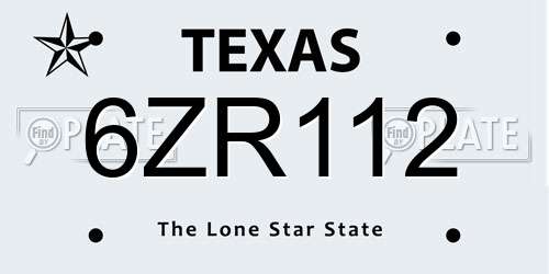 6ZR112 Texas License Plate