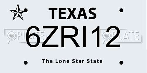6ZRI12 Texas License Plate