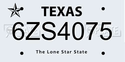 6ZS4075 Texas License Plate