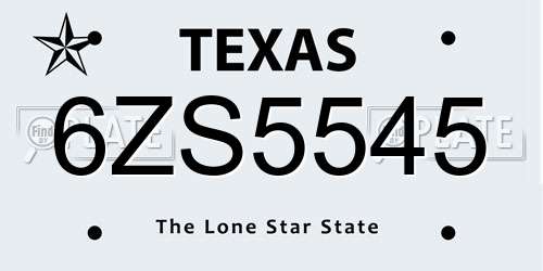 6ZS5545 Texas License Plate