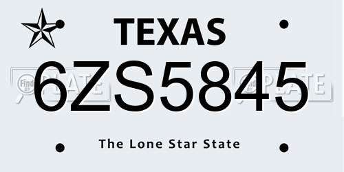 6ZS5845 Texas License Plate