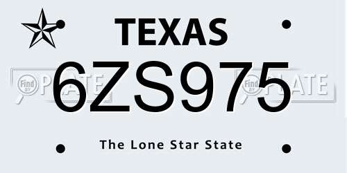 6ZS975 Texas License Plate