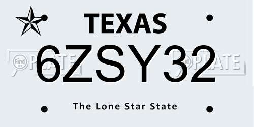 6ZSY32 Texas License Plate