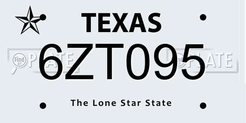 6ZT095 Texas License Plate