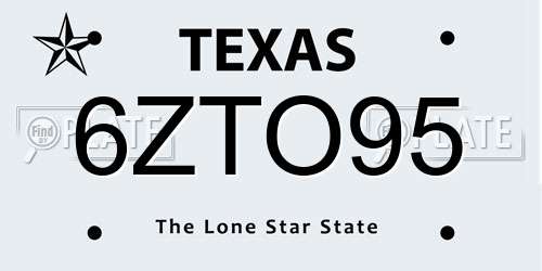 6ZTO95 Texas License Plate