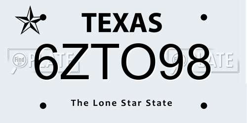 6ZTO98 Texas License Plate