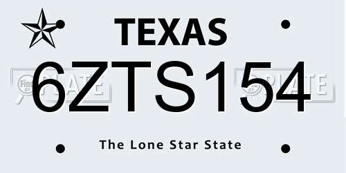 6ZTS154 Texas License Plate